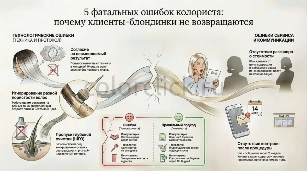 Топ-5 ошибок при работе с блондом: почему уходят клиенты