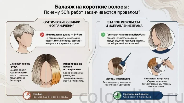 Окрашивание волос балаяж на короткие волосы: почему половина работ выходит неудачной