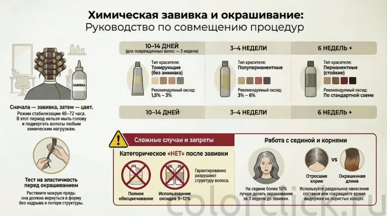 Химическая завивка и окрашивание: порядок, сроки и три ситуации, где стандартное правило не работает