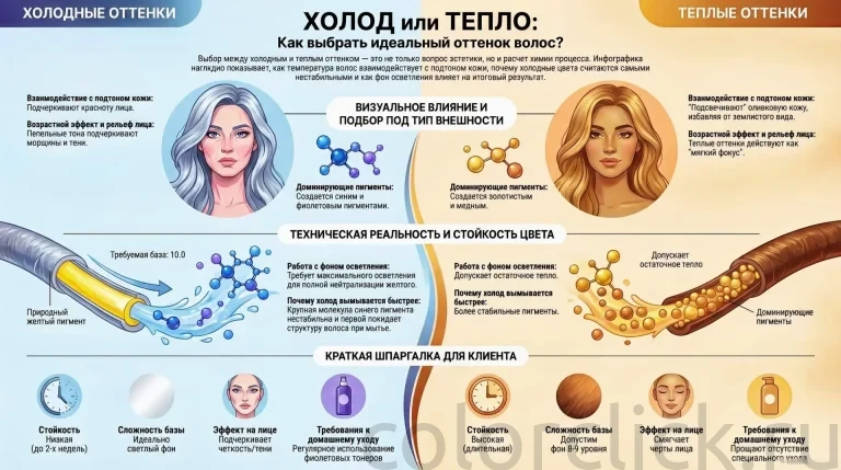 Холодные и теплые оттенки волос: как объяснить клиенту