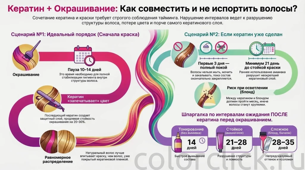 Кератиновое выпрямление и окрашивание: через сколько можно красить