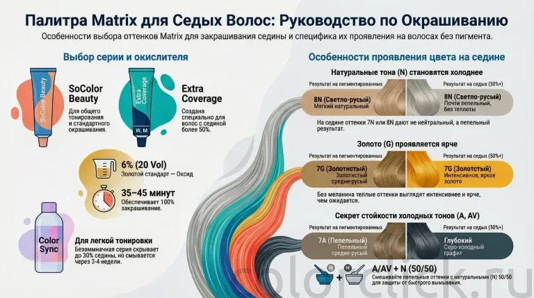 Палитра Matrix для седых волос: какие оттенки закрашивают и как они выглядят