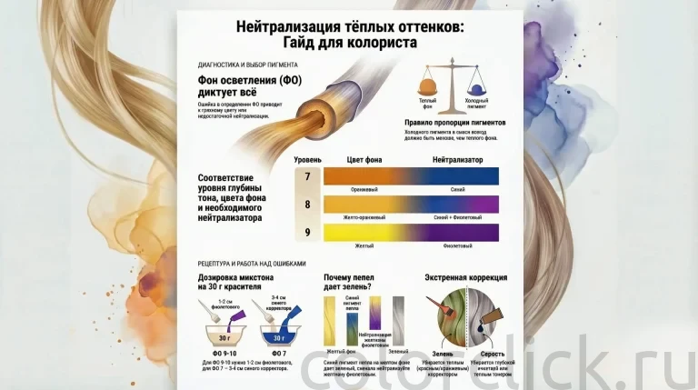 Нейтрализация тёплых оттенков: от диагностики до рецептуры