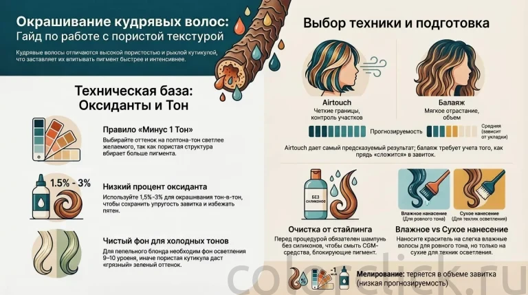 Окрашивание на кудрявые волосы: что меняется в работе с пористой текстурой