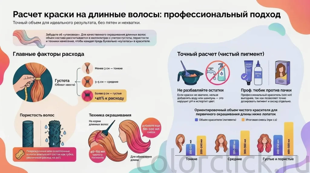 Сколько краски нужно на длинные волосы: считаем без таблиц