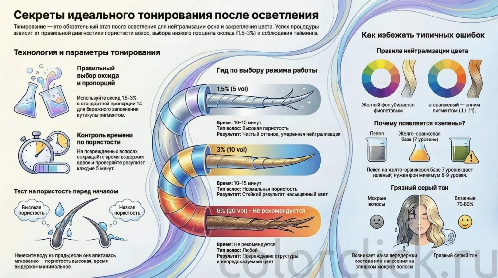 Тонирование после осветления краской: оксид, время и типичные ошибки