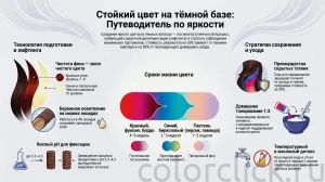 Цветное окрашивание волос — как добиться стойкости на тёмной базе