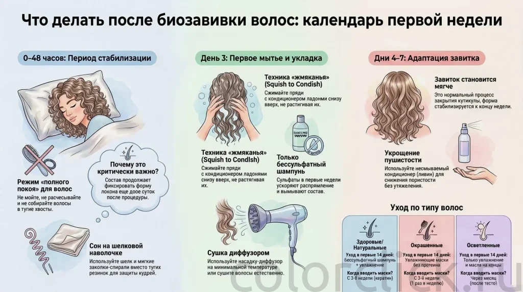 Что делать после биозавивки волос: календарь первой недели
