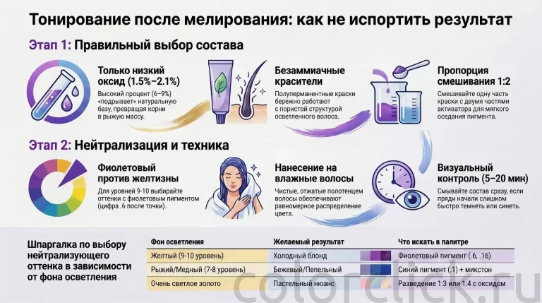Выбор краски для тонирования волос после мелирования и расчет оксида