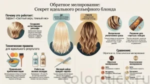 Техника «обратное мелирование волос»: тёмнее снизу, светлее сверху.