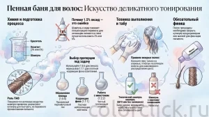 Пенная баня для тонирования волос: техника, ошибки и реальная химия процесса