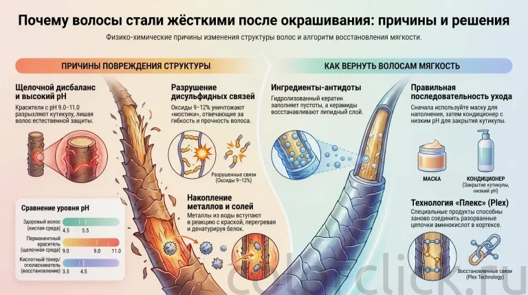 Почему после окрашивания волосы стали жёсткими