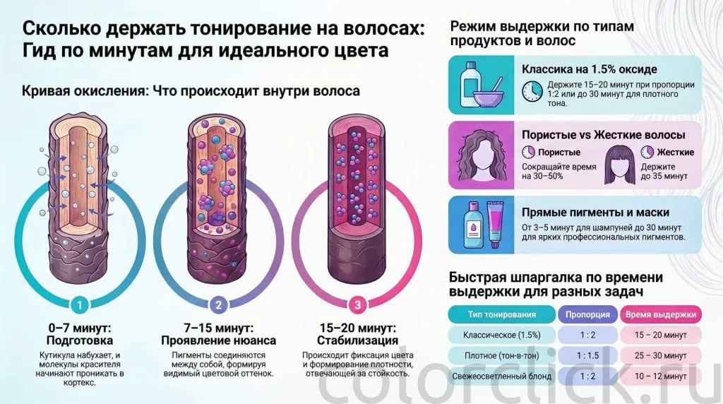 Сколько держать тонирование на волосах: расчет времени по типам красителей