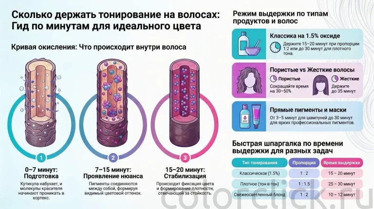 Сколько держать тонирование на волосах: расчет времени по типам красителей