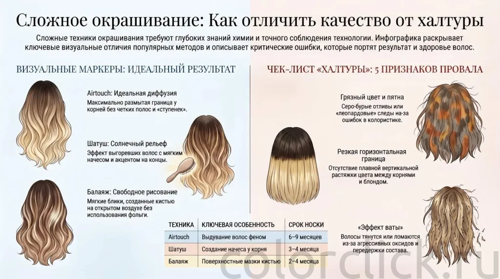 Сложные техники окрашивания волос: как отличить качественную работу от халтуры