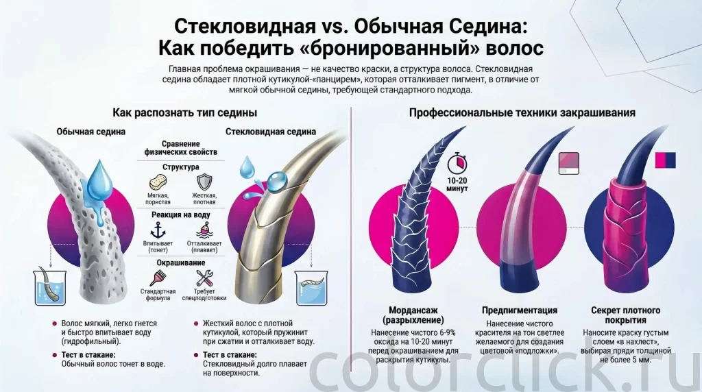 Стекловидная седина и обычная седина: как отличить и закрасить