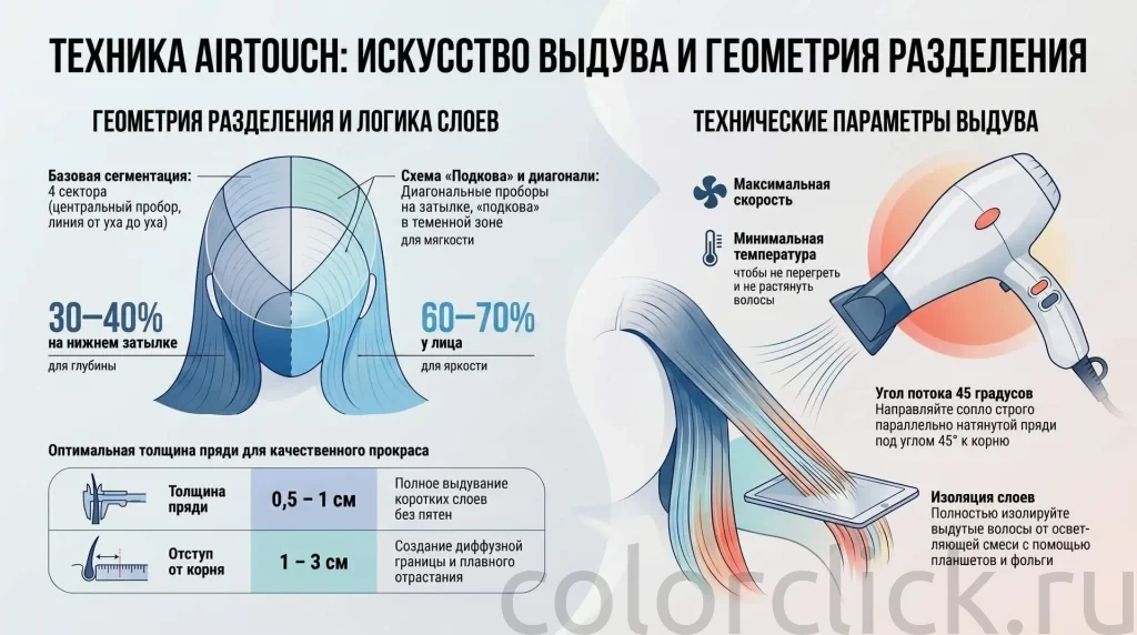 Техника AirTouch: пошаговый разбор параметров выдува и схем разделения