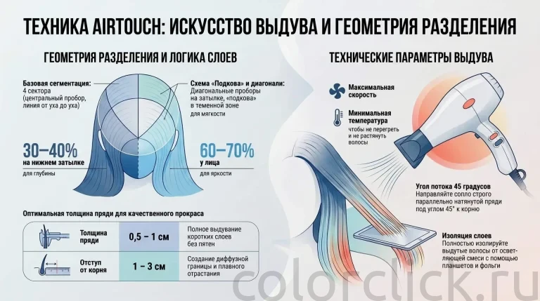 Техника AirTouch: пошаговый разбор параметров выдува и схем разделения