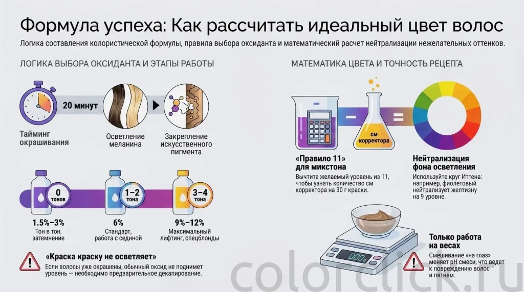 Формула для окрашивания волос: расчет нейтрализации и выбор оксиданта
