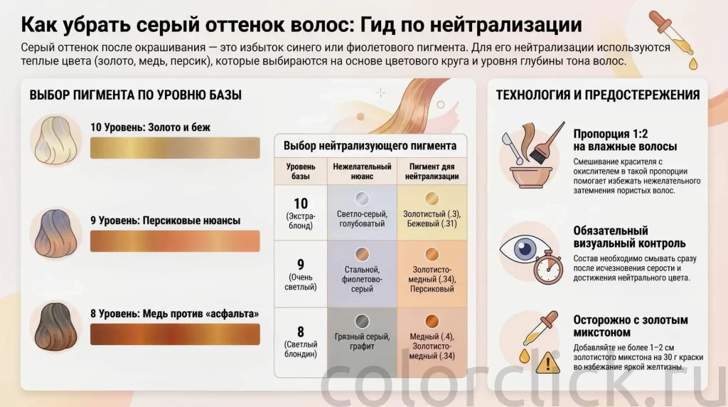 Какой пигмент убирает серый оттенок волос