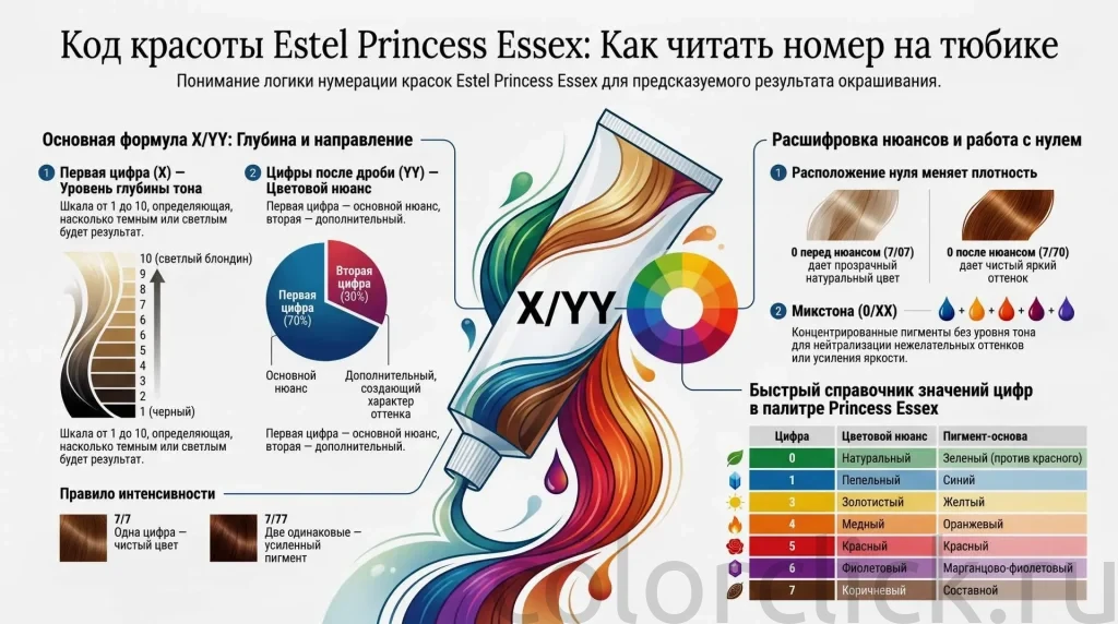 Нумерация Princess Essex Estel что означают цифры в формуле цвета