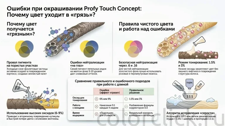 Ошибки при окрашивании Profy Touch Concept: почему цвет уходит в грязь
