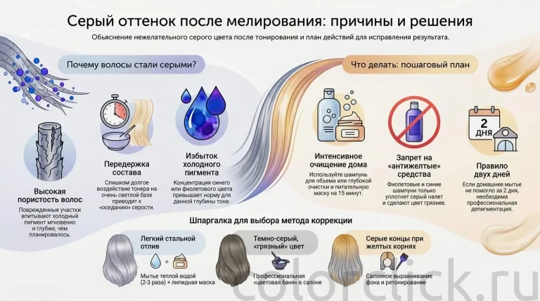 Почему волосы стали серыми после мелирования и тонировки — и что делать?