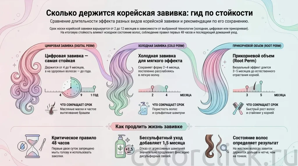 Сколько держится каждый тип корейской завивки и от чего зависит срок