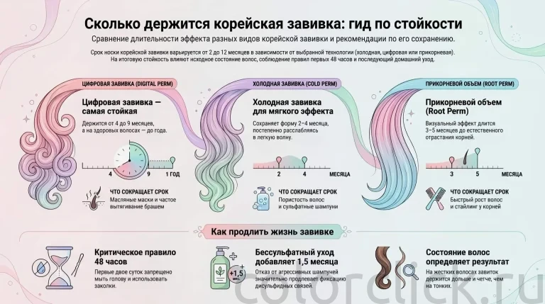 Сколько держится каждый тип корейской завивки и от чего зависит срок