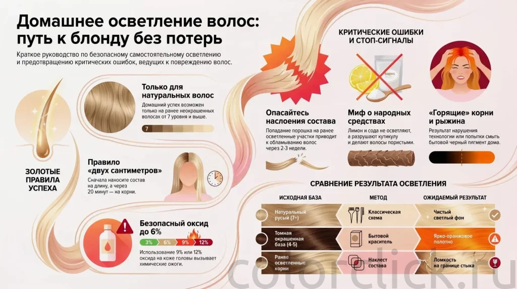 Домашнее осветление волос: границы безопасности и разбор типичных ошибок