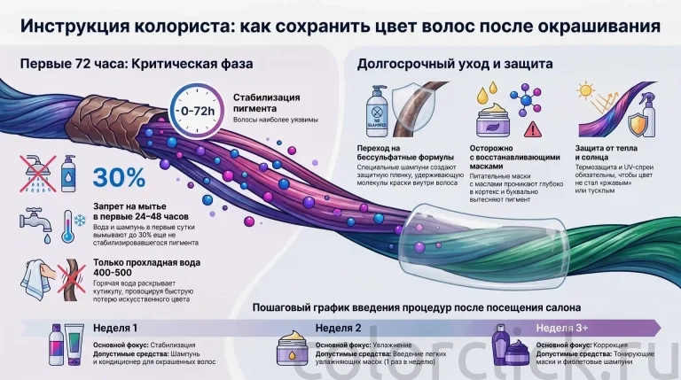 Как закрепить цвет после окрашивания: пошаговый план ухода на 14 дней