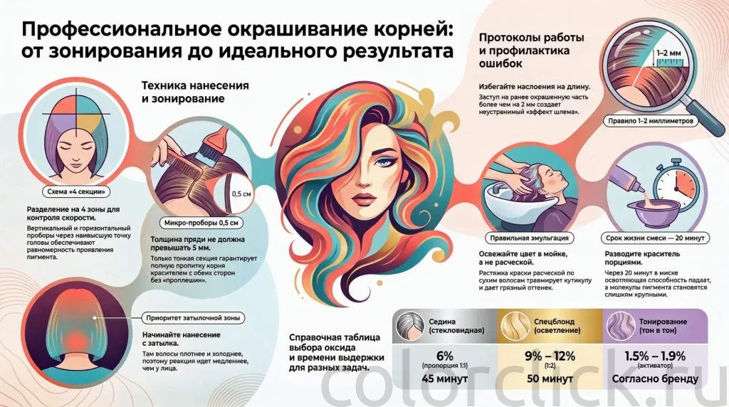 Окрашивание корней: техника нанесения и разбор ошибок колориста