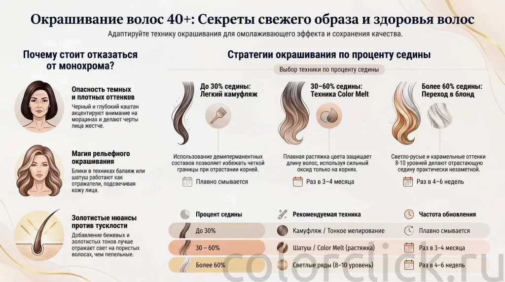 Окрашивание волос после 40: как структура и образ жизни определяют выбор техники