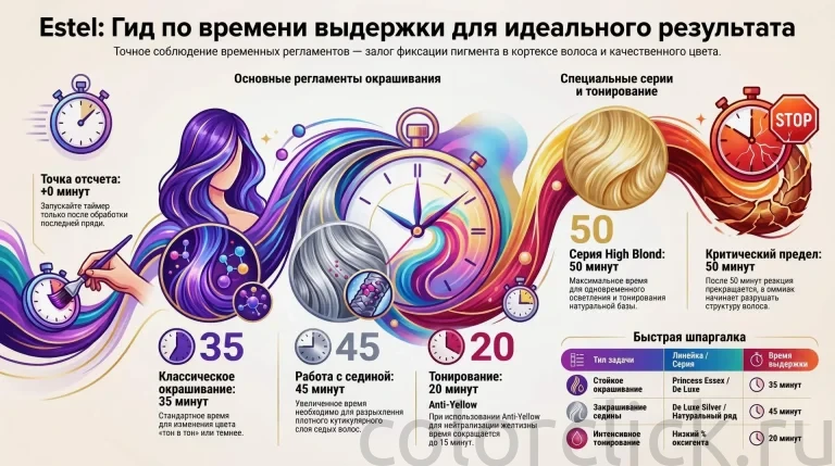 Сколько держать краску на волосах Эстель: время выдержки для разных линеек