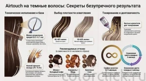 Техника окрашивания аиртач на темные волосы: как избежать рыжины и пятен
