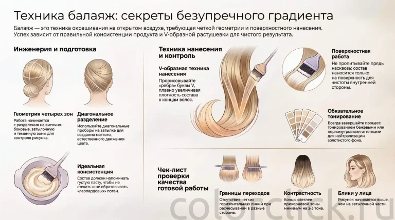 Техника окрашивания балаяж: схемы разделения и контроль чистоты рисунка