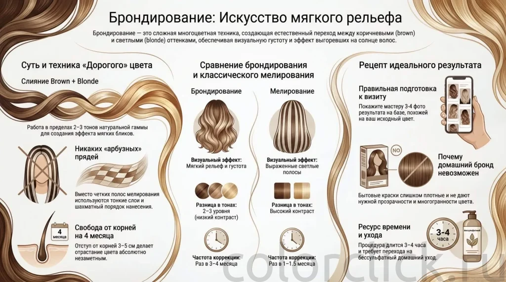 Техника окрашивания брондирование: как получить мягкий рельеф без эффекта мелирования