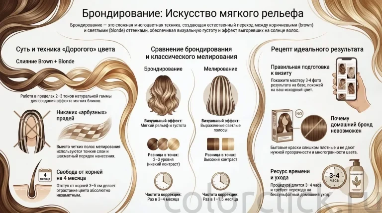 Техника окрашивания брондирование: как получить мягкий рельеф без эффекта мелирования