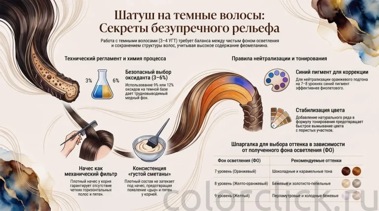 Техника окрашивания шатуш на темные волосы