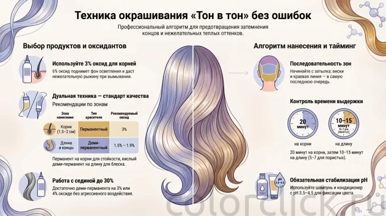 Техника окрашивания тон в тон: профессиональные протоколы и дуальные схемы