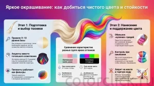 Яркие окрашивания: техники работы с цветом и выбор под базу