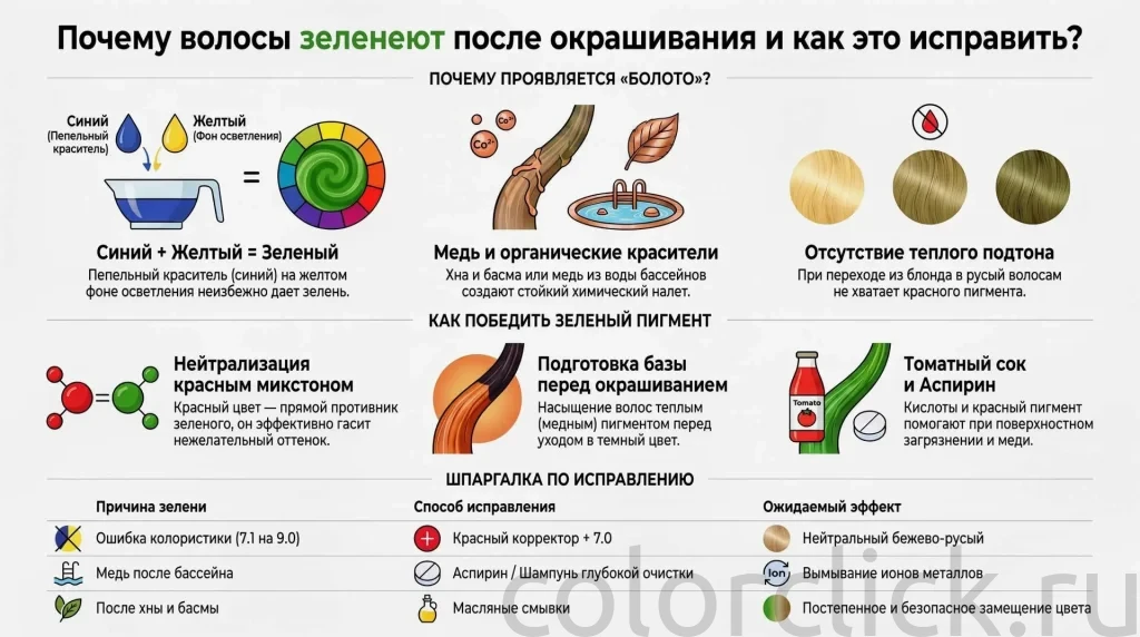 Зеленый цвет после окрашивания