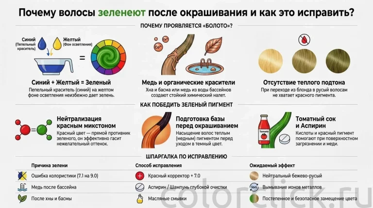 Зеленый цвет после окрашивания