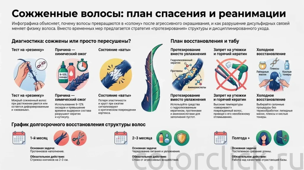 Сожженные волосы после окрашивания: как спасти длину и не сделать хуже